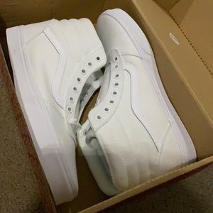 Vans white/white high-tops skate shoes